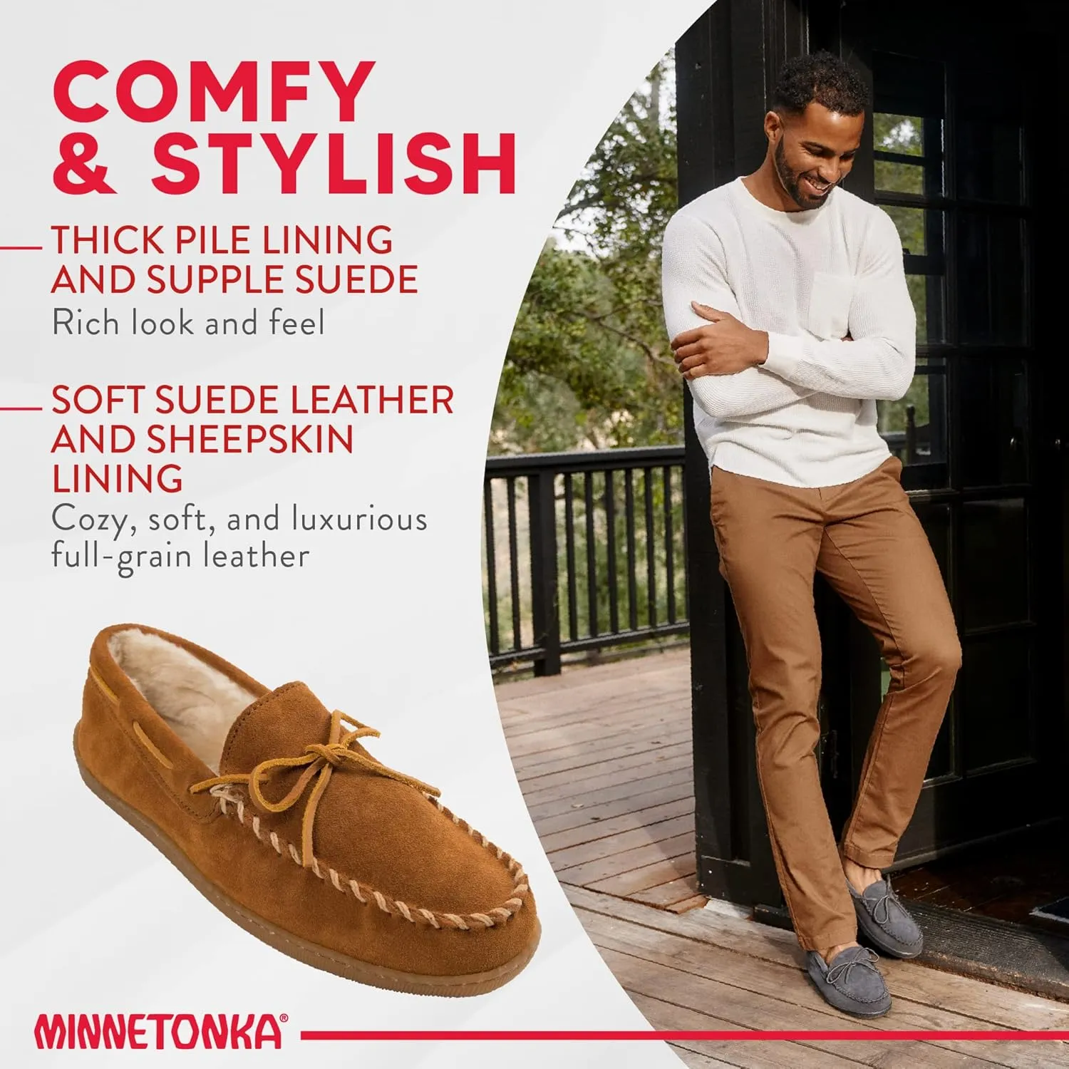 Minnetonka Men's Pile Lined Hardsole Slipper