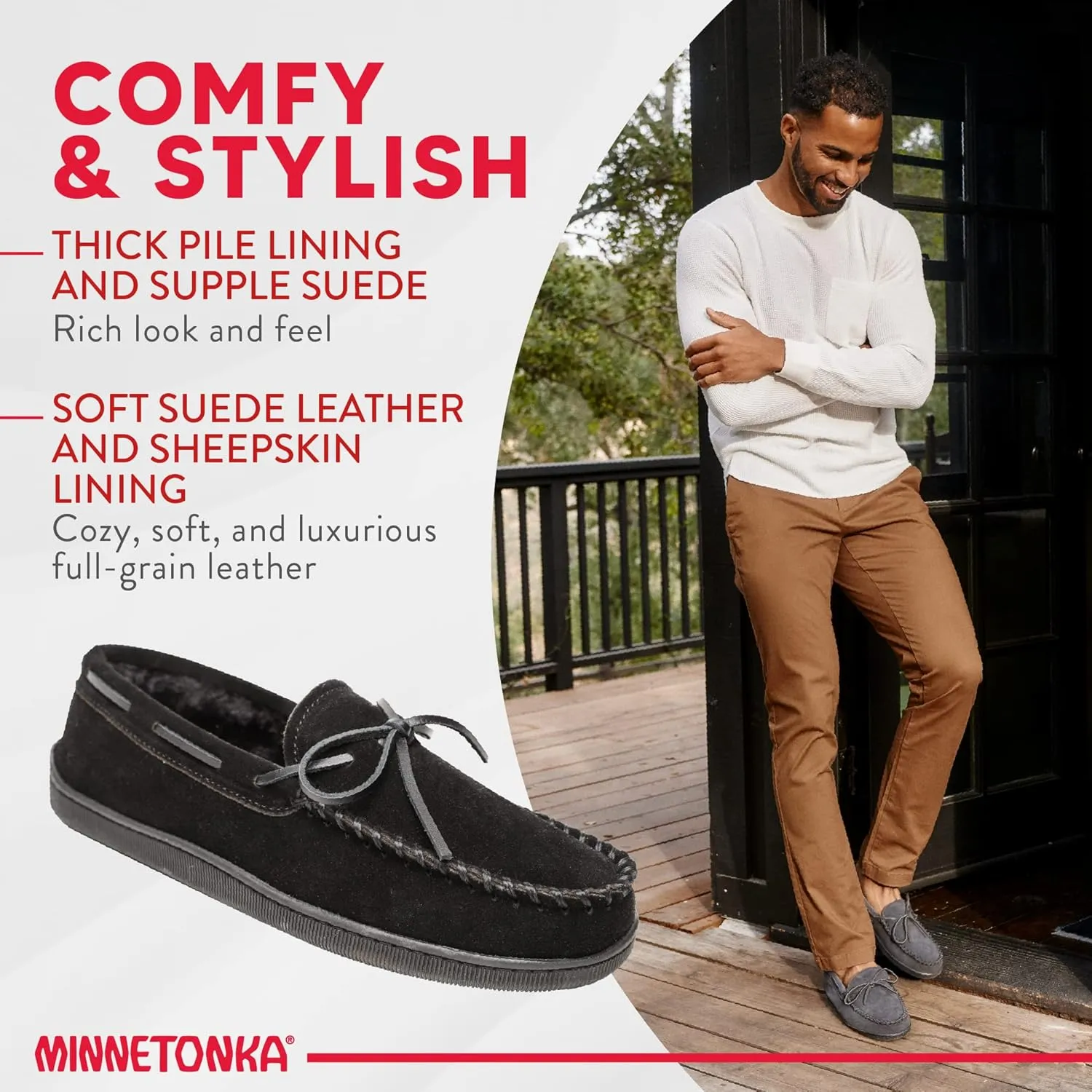 Minnetonka Men's Pile Lined Hardsole Slipper