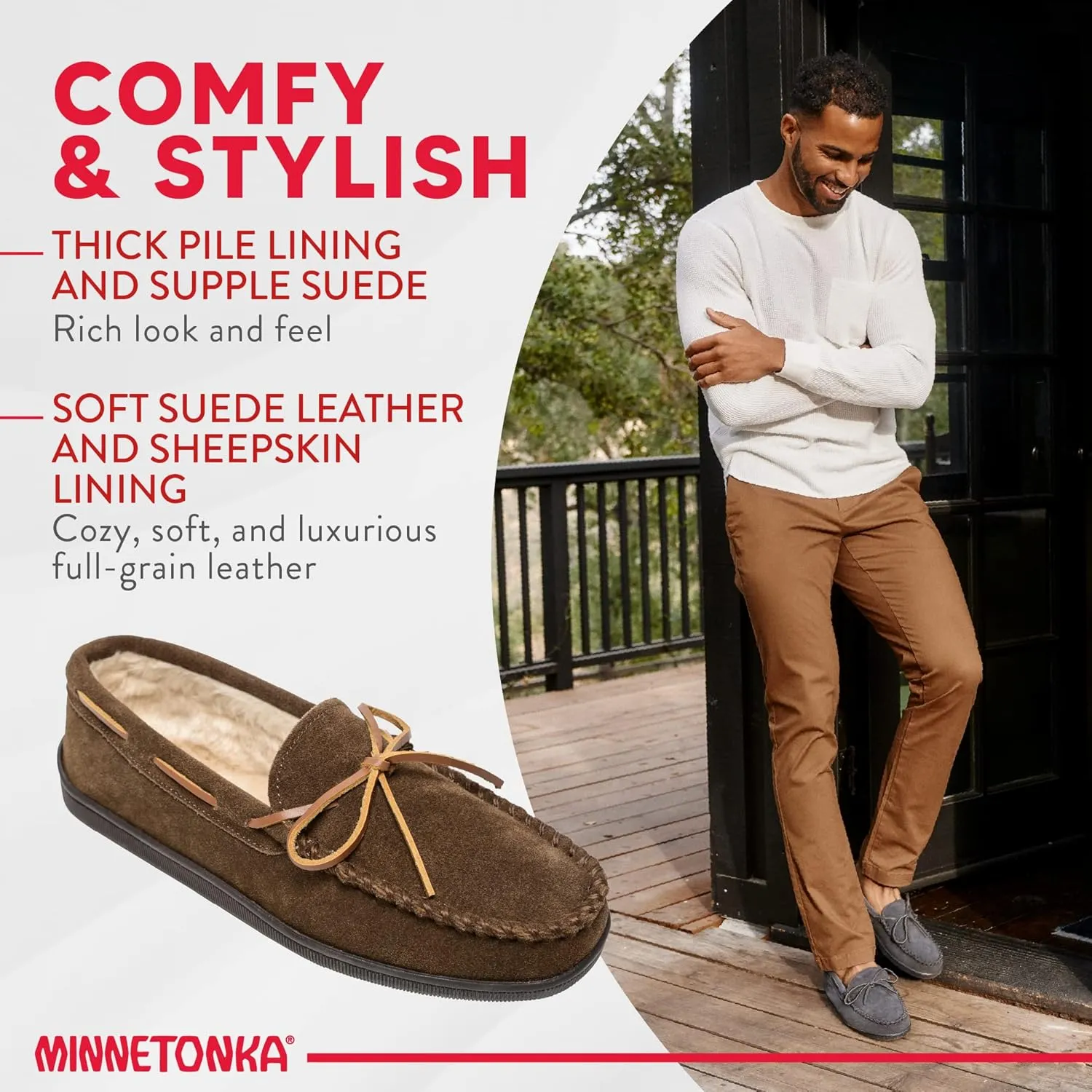 Minnetonka Men's Pile Lined Hardsole Slipper