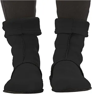 MocSocks - Double-Bottom, Non-Skid Fleece Slipper Socks – Warm and Cozy Booties - Unisex (Medium, Black)