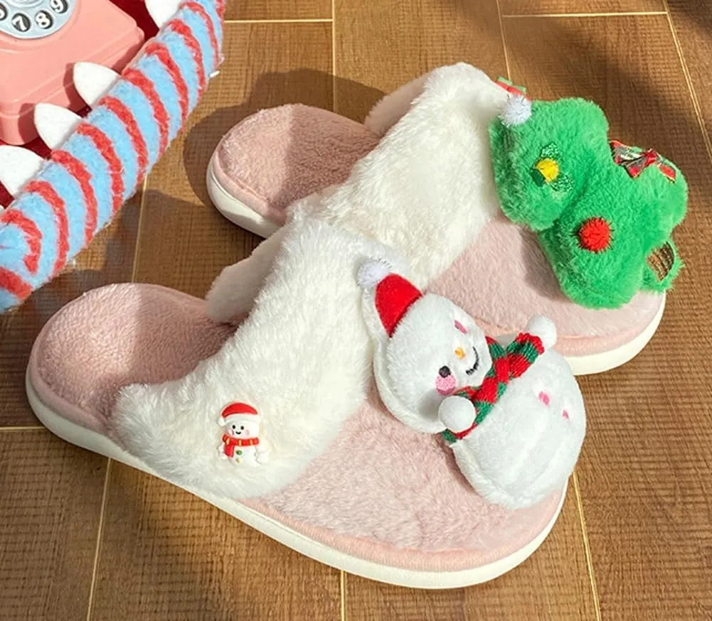 Molodo Women's Reindeer Slippers - Warm, Fuzzy, Kawaii Indoor/Outdoor House Shoes
