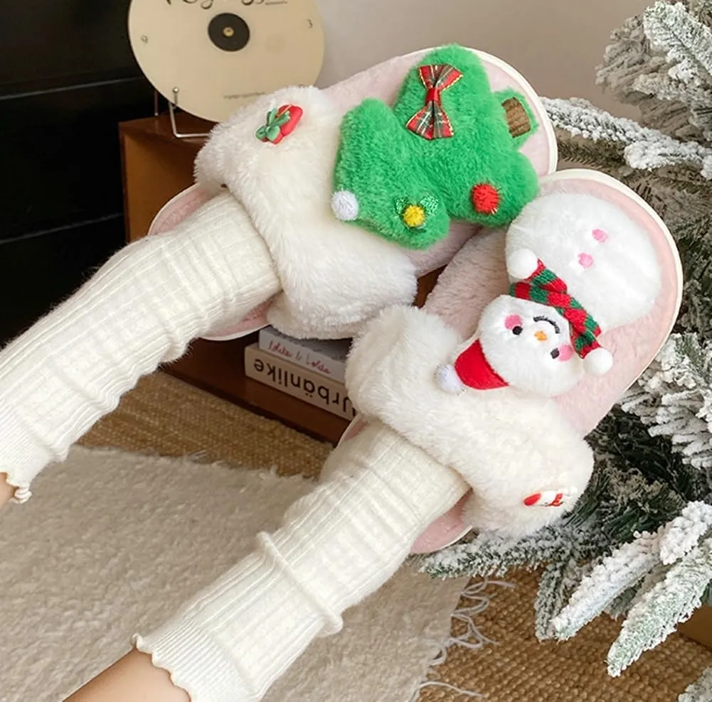 Molodo Women's Reindeer Slippers - Warm, Fuzzy, Kawaii Indoor/Outdoor House Shoes