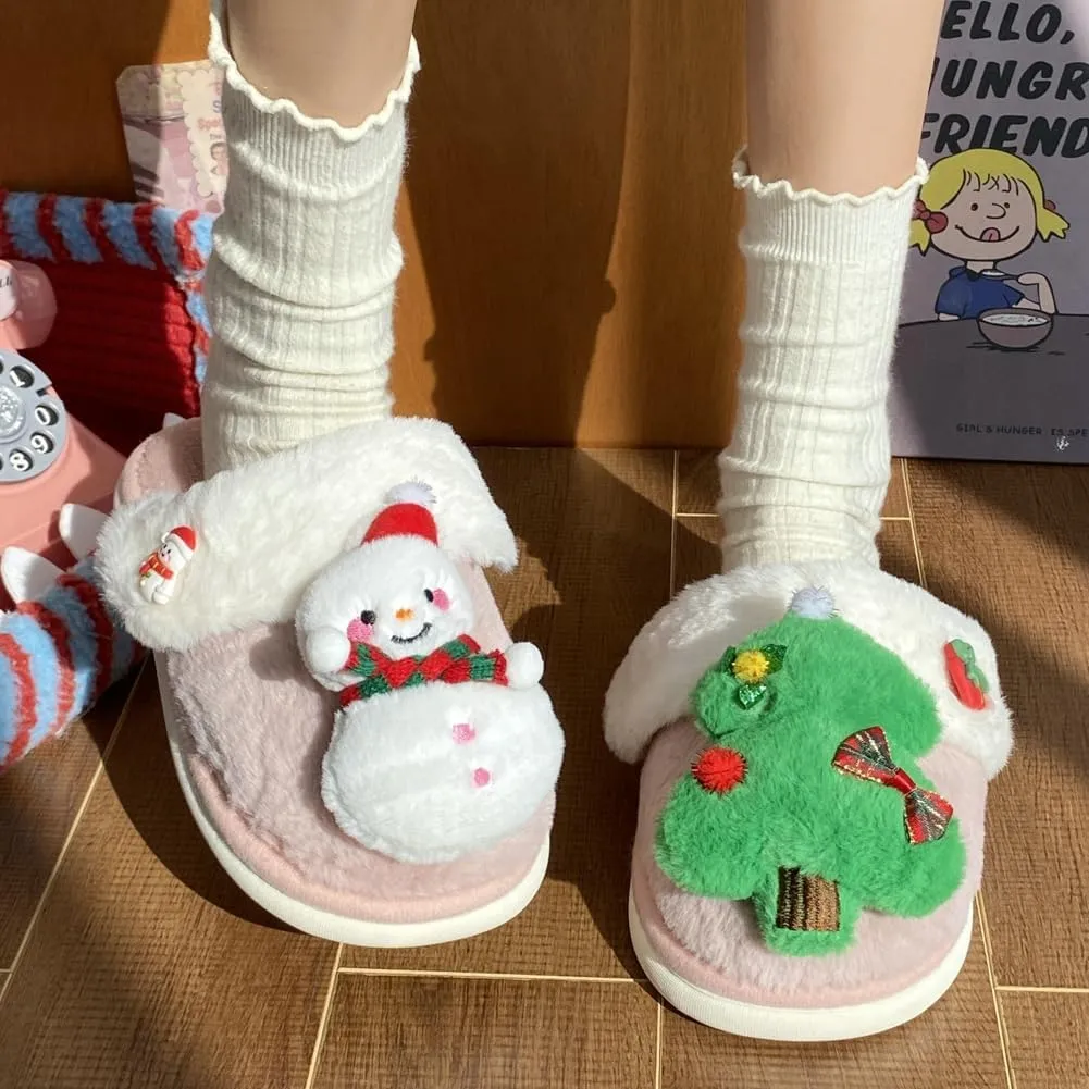 Molodo Women's Reindeer Slippers - Warm, Fuzzy, Kawaii Indoor/Outdoor House Shoes