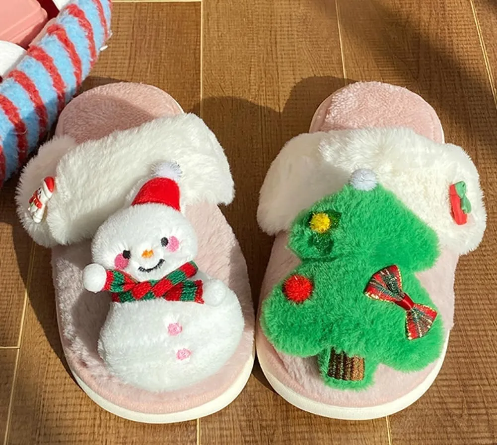 Molodo Women's Reindeer Slippers - Warm, Fuzzy, Kawaii Indoor/Outdoor House Shoes