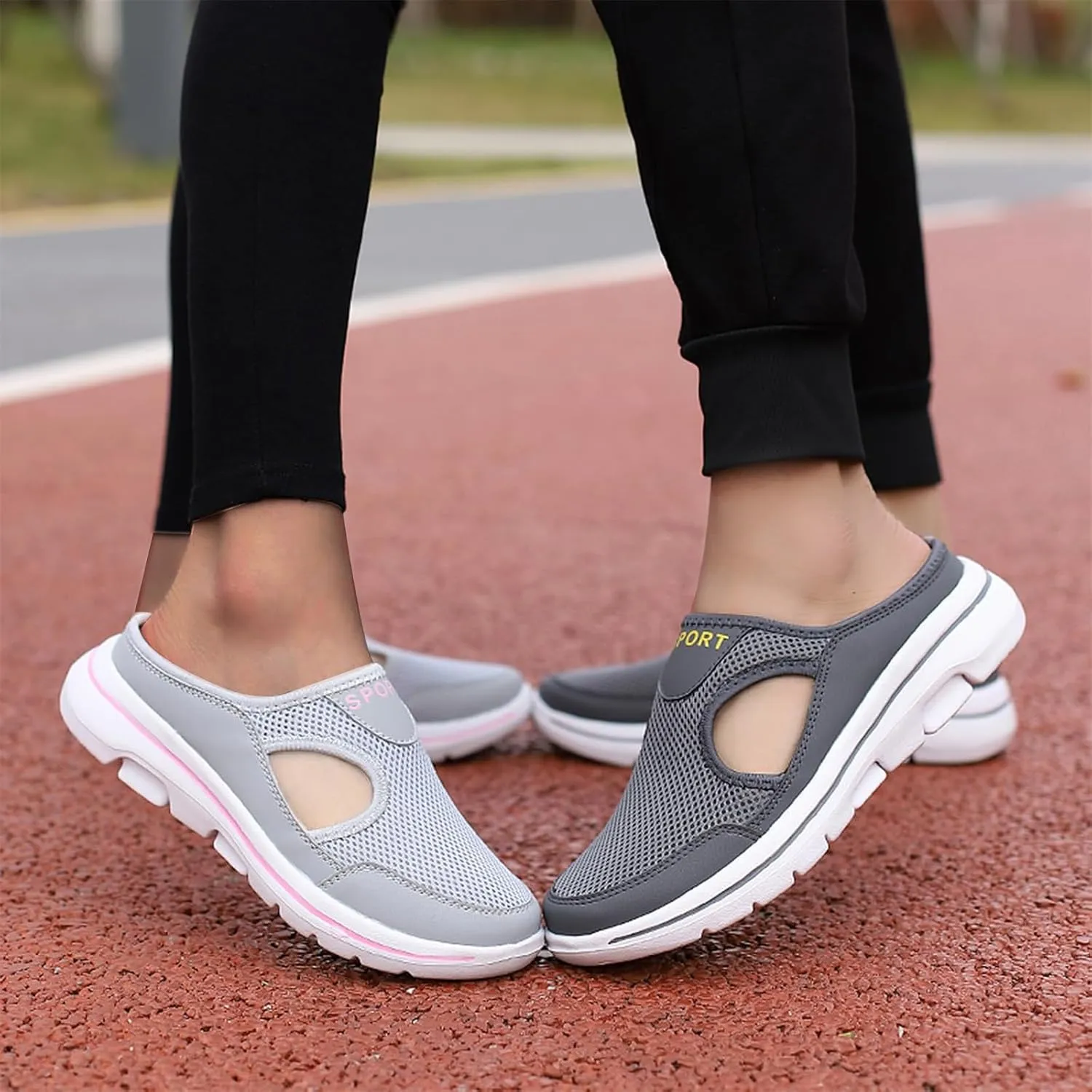 Mule Shoes for Women Summer Backless Walking Sneakers Lightweight Slip On Slippers Casual Breathable Mesh Platform Sneakers Closed Toe Slides Mules