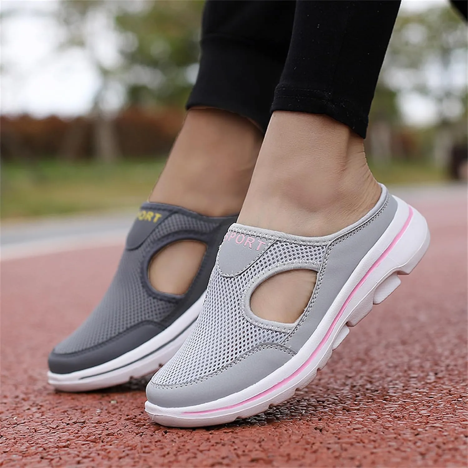 Mule Shoes for Women Summer Backless Walking Sneakers Lightweight Slip On Slippers Casual Breathable Mesh Platform Sneakers Closed Toe Slides Mules