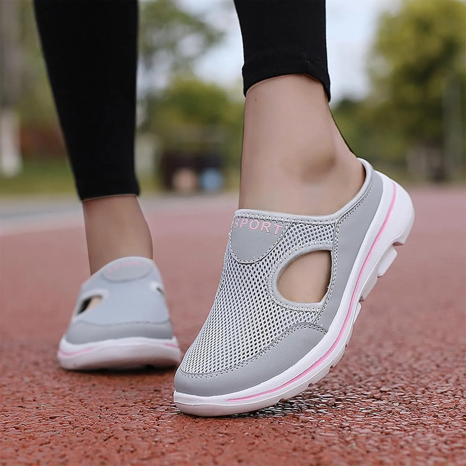 Mule Shoes for Women Summer Backless Walking Sneakers Lightweight Slip On Slippers Casual Breathable Mesh Platform Sneakers Closed Toe Slides Mules