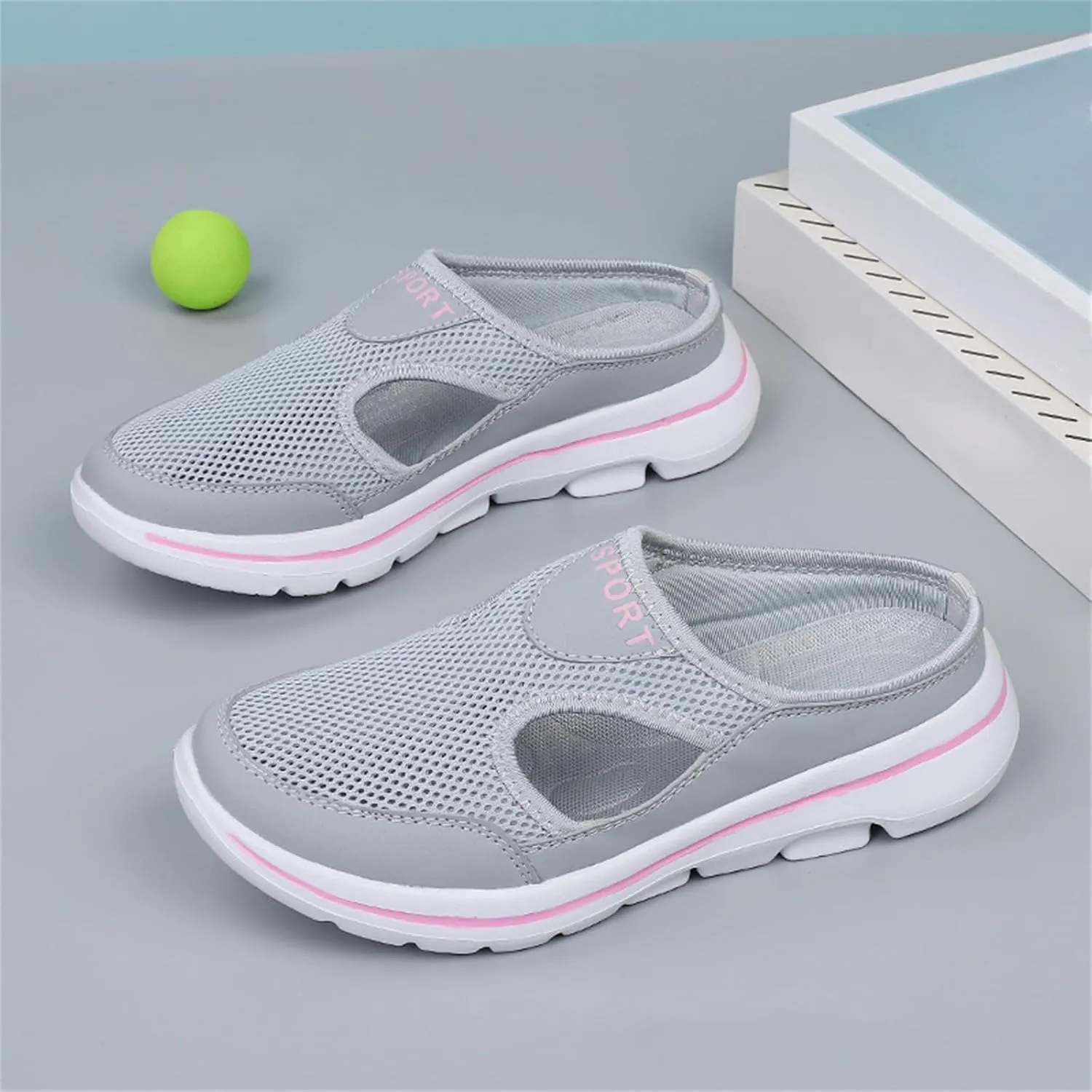 Mule Shoes for Women Summer Backless Walking Sneakers Lightweight Slip On Slippers Casual Breathable Mesh Platform Sneakers Closed Toe Slides Mules