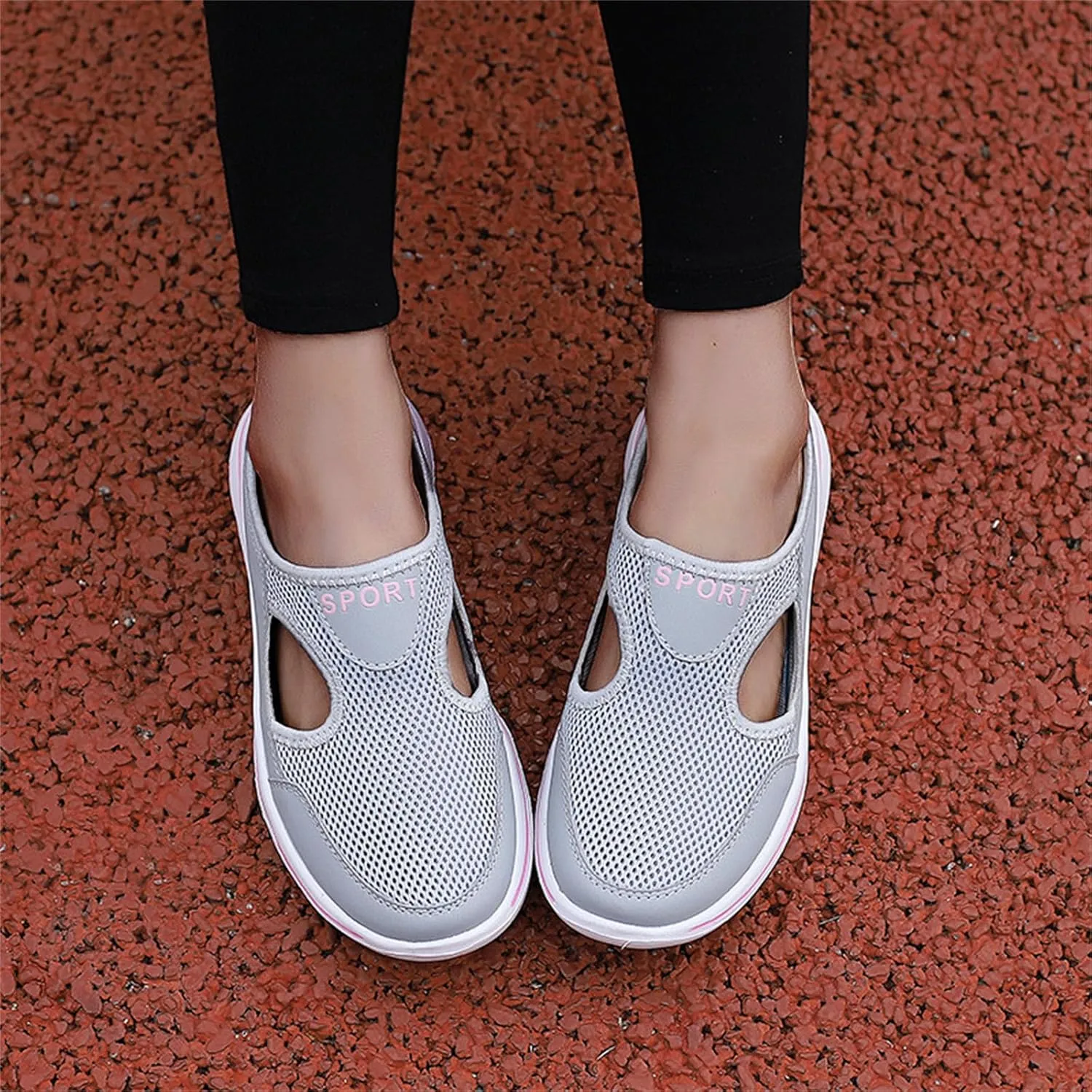Mule Shoes for Women Summer Backless Walking Sneakers Lightweight Slip On Slippers Casual Breathable Mesh Platform Sneakers Closed Toe Slides Mules