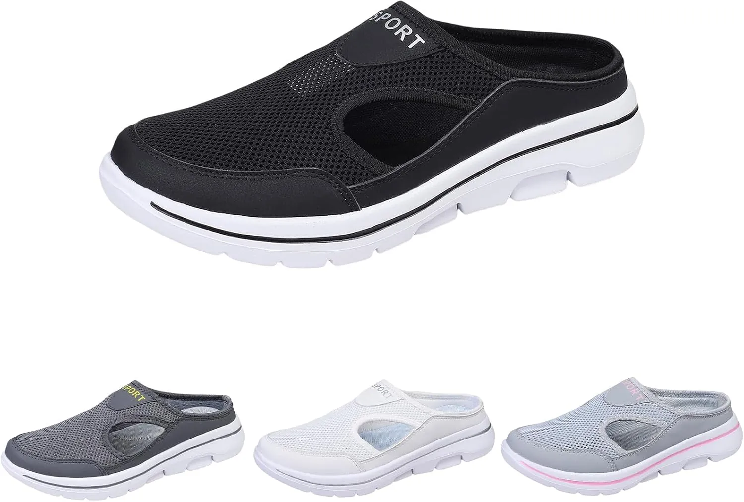 Mule Shoes for Women Summer Backless Walking Sneakers Lightweight Slip On Slippers Casual Breathable Mesh Platform Sneakers Closed Toe Slides Mules