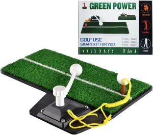 Multifunction Golf Swing Exerciser Practice Swing Mat Golf Hitting Pad Golf Rod Trainer Mat Indoor Outdoor Swing Training Device
