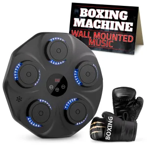 Music Boxing Machine for Adults - Durable Wall Mounted Bluetooth Music Punching Machine with 9 Modes, Shock Absorbing Pads, LED Screen & Included Gloves - Boxing Equipment for Training at Home