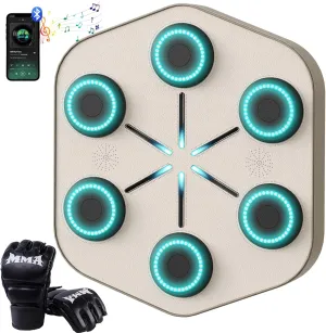 Music Boxing Machine L1, Smart Punching Machine with Beat-Synced & Custom Lights | APP Control | Supports Phone, Speaker & Headphone Playback | Wall-Mounted Trainer for Home Gym Workout (Light Khaki)