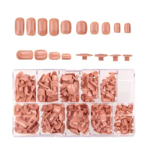 Nail Tip 200pcs/pack Replacement Refill False Nail Fake Nails Tips Set For Practice Training Trainer Hand DIY Nail Art Salon Tips 5 Sizes (Brown)