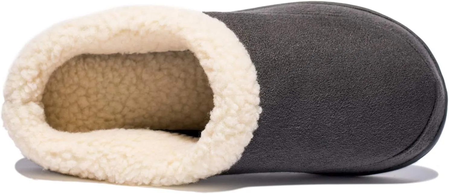 NewDenBer Women's Cozy Memory Foam Slippers Suede Fuzzy Plush Fleece Lined Slip On Indoor Outdoor House Shoes