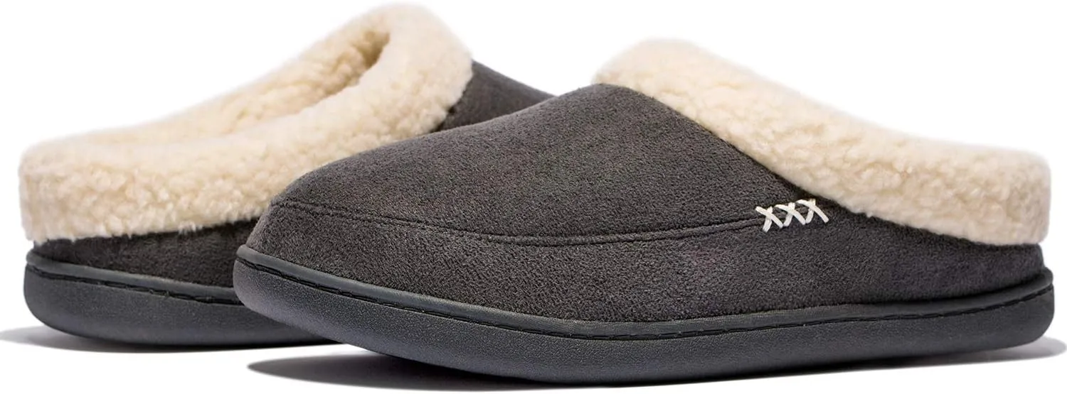 NewDenBer Women's Cozy Memory Foam Slippers Suede Fuzzy Plush Fleece Lined Slip On Indoor Outdoor House Shoes