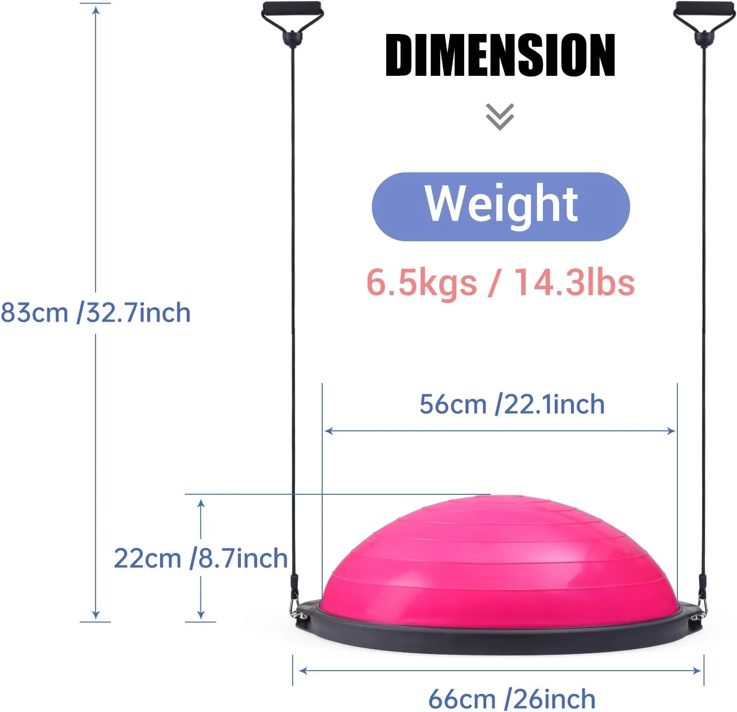 Nice C Balance Ball, Half Ball, Balance Ball, Exercise Workout Trainer, with Resistant Band, Strength Fitness Yoga with Bonus Foot Pump