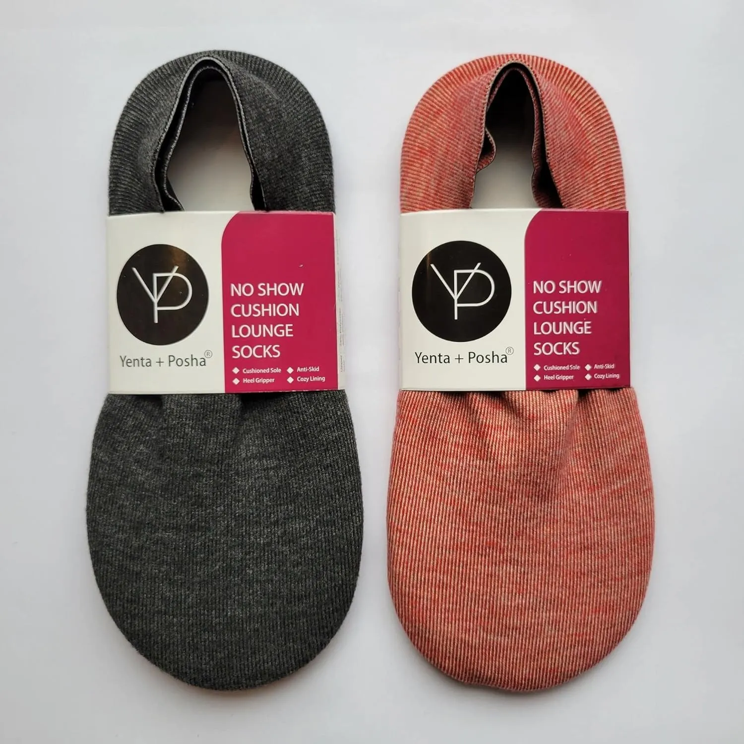 No Show Cushion Lounge Slipper Sock for Women with Anti-Skid Bottom and Heel Grippers
