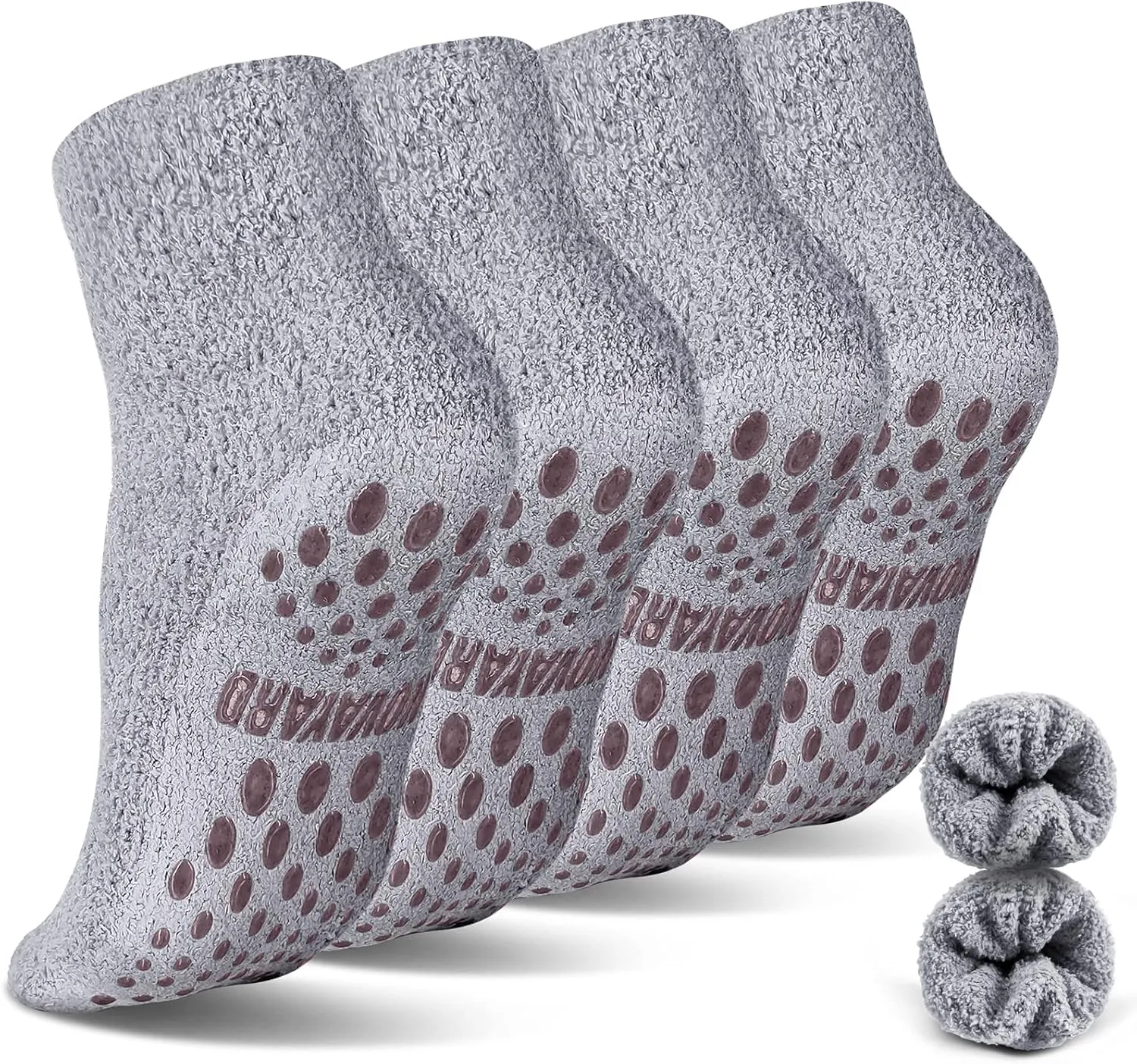 NOVAYARD 4 Pairs Non Slip Fuzzy Socks Winter Warm Cozy Slipper Socks Grip Men Women