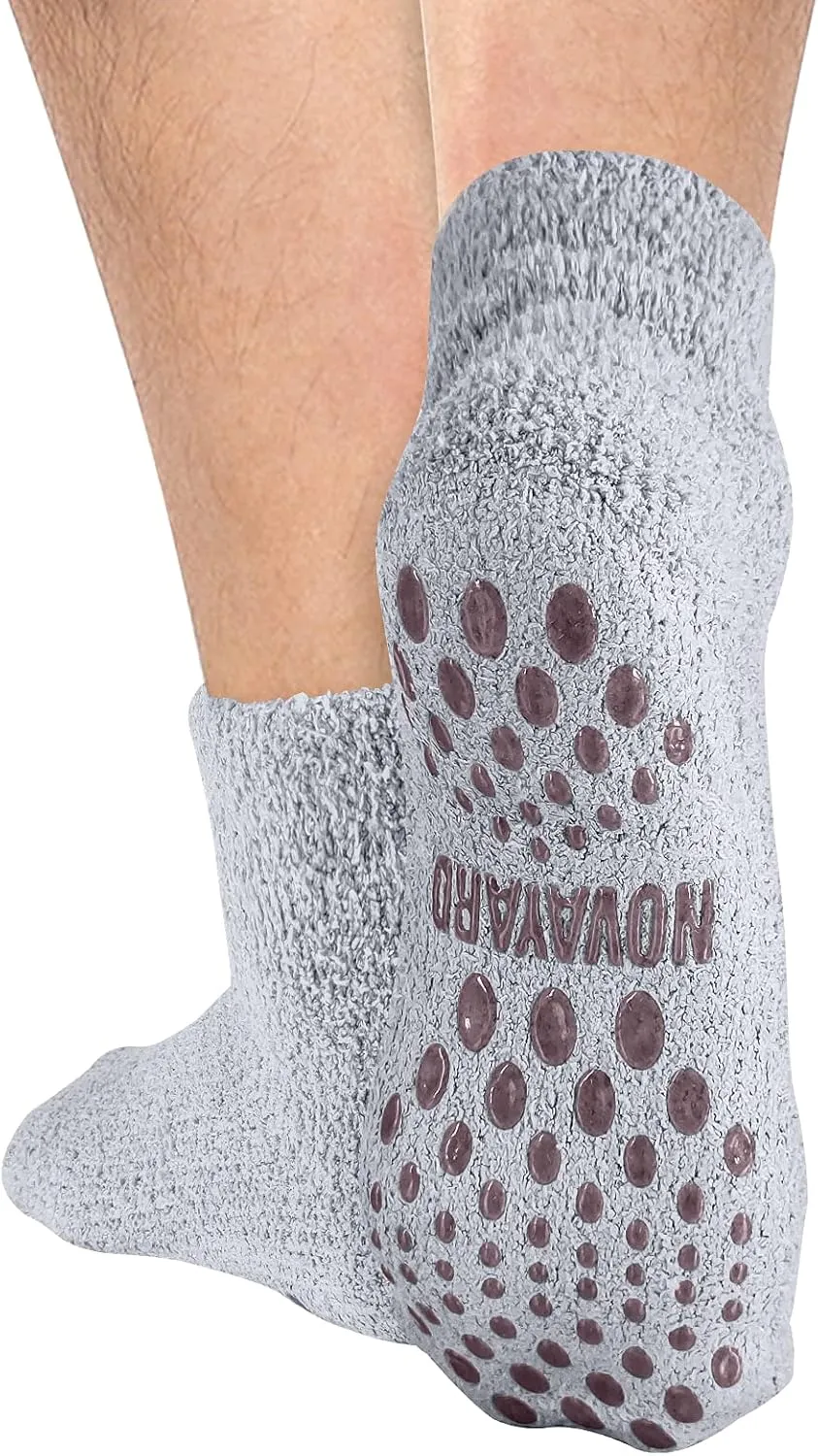 NOVAYARD 4 Pairs Non Slip Fuzzy Socks Winter Warm Cozy Slipper Socks Grip Men Women