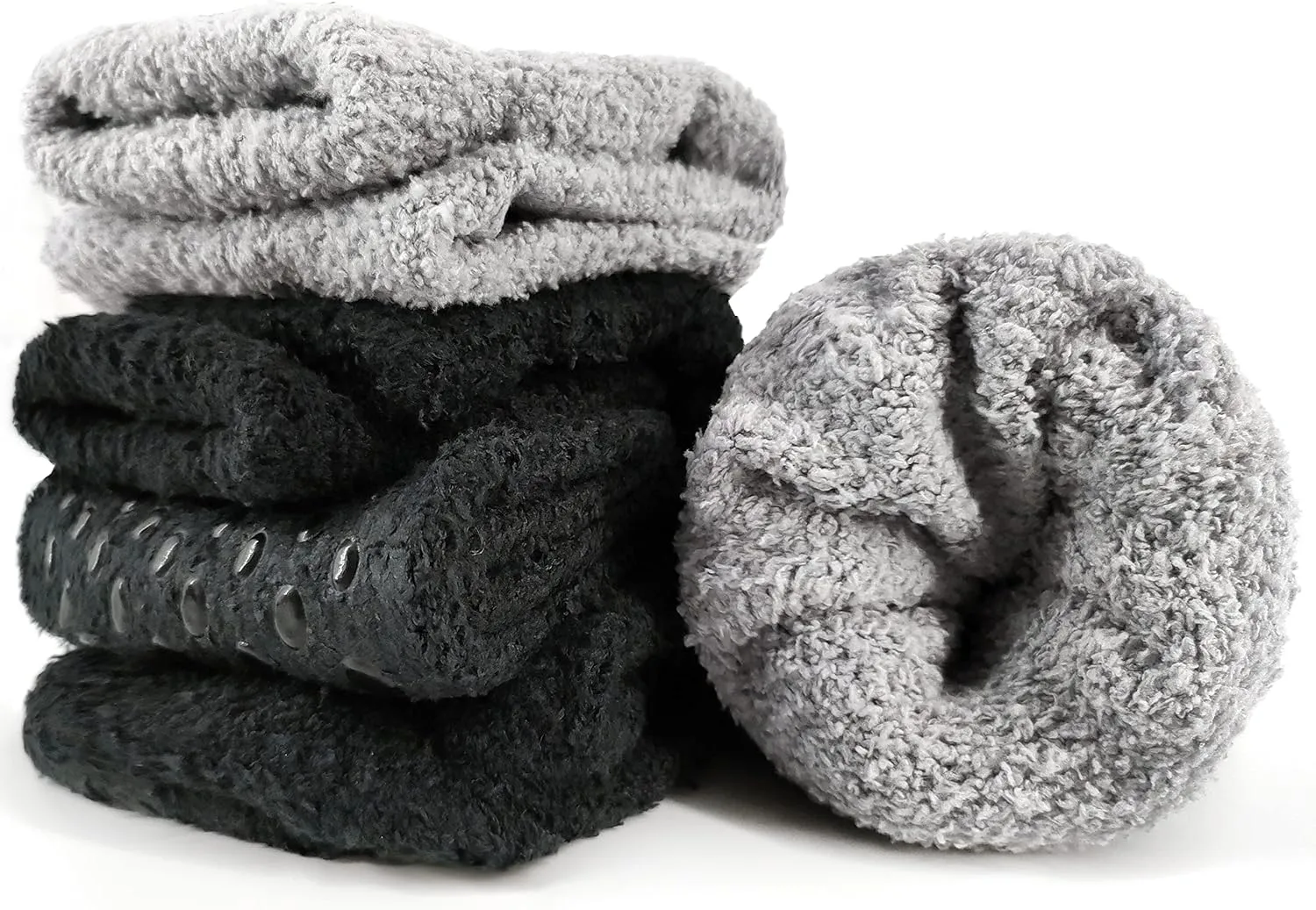NOVAYARD 4 Pairs Non Slip Fuzzy Socks Winter Warm Cozy Slipper Socks Grip Men Women