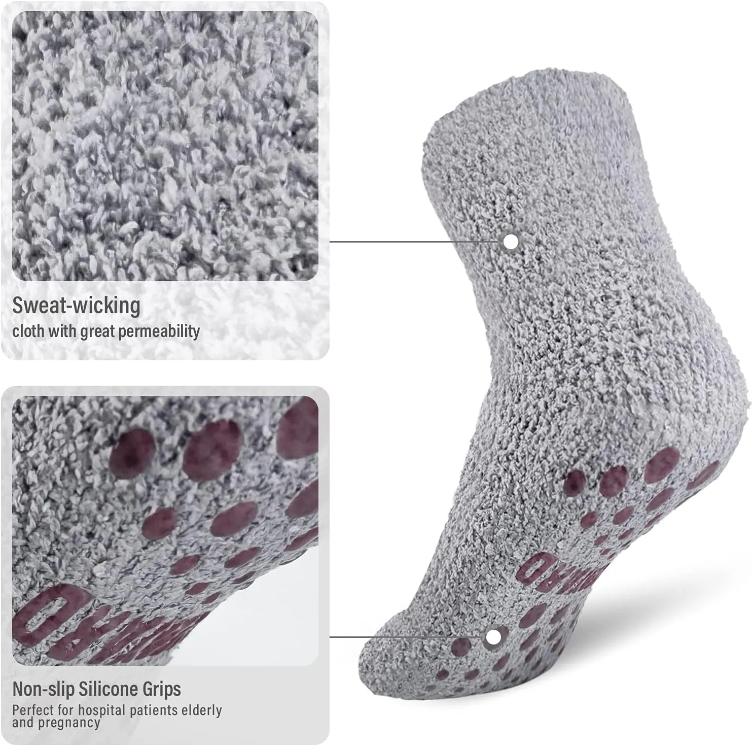 NOVAYARD 4 Pairs Non Slip Fuzzy Socks Winter Warm Cozy Slipper Socks Grip Men Women