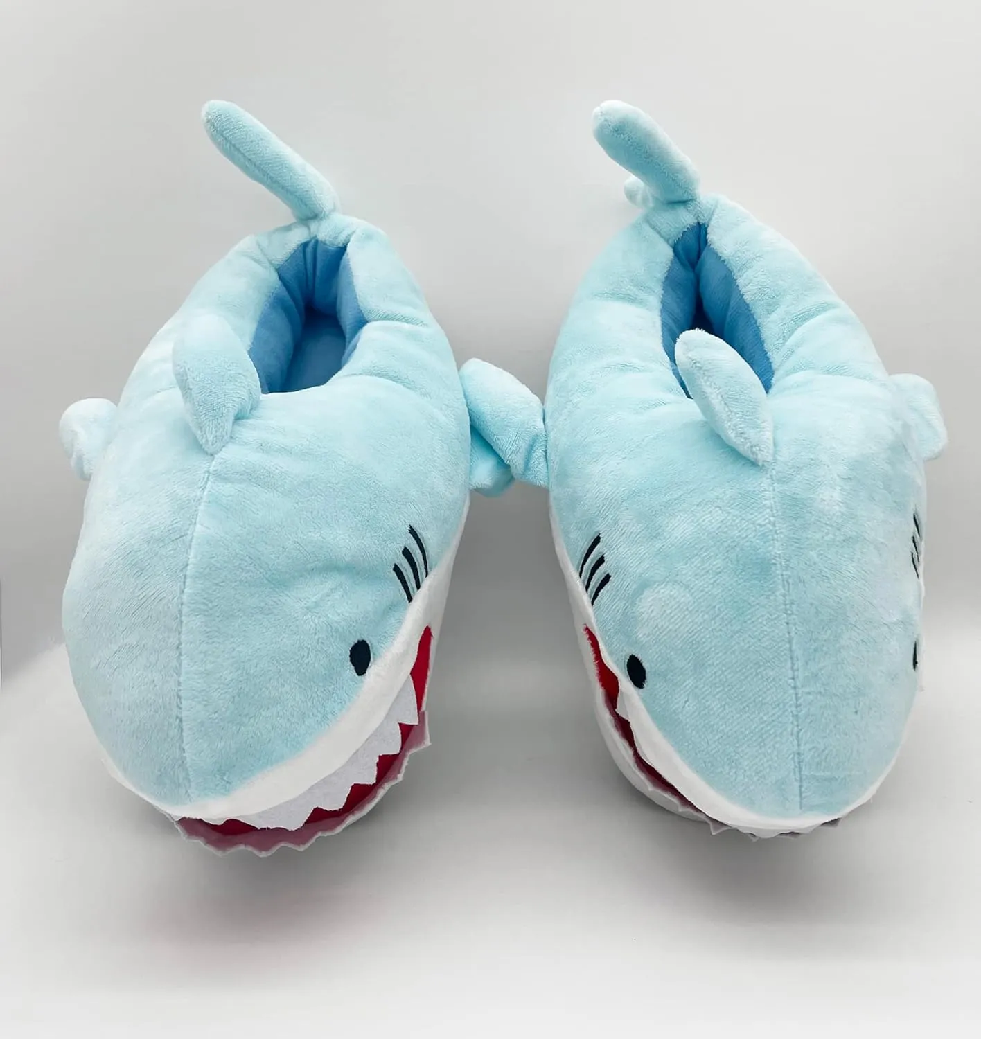 Novelty Animal Little Blue Shark Plush Slippers - Warm Winter House Shoes for Women