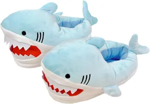 Novelty Animal Little Blue Shark Plush Slippers - Warm Winter House Shoes for Women