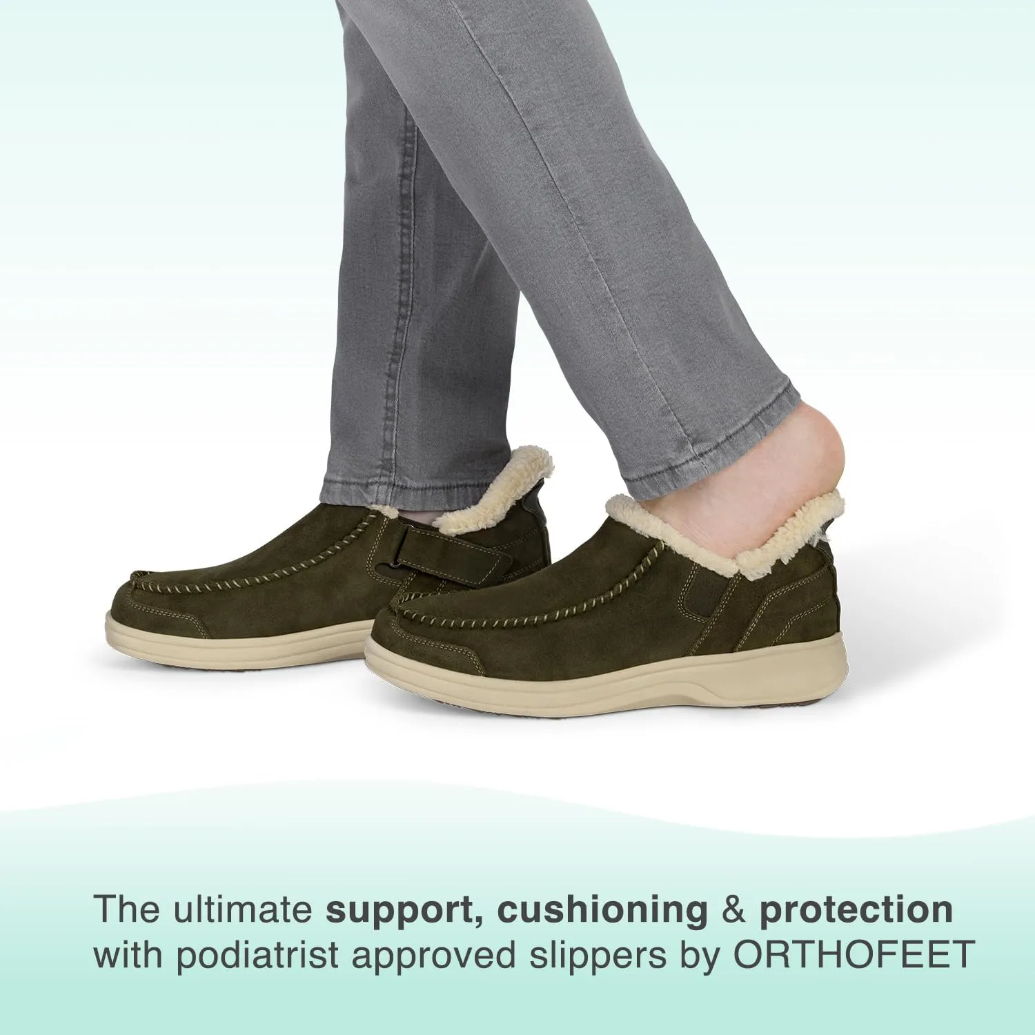 Orthofeet Men's Orthopedic Leather Vito Hands-Free Slipper