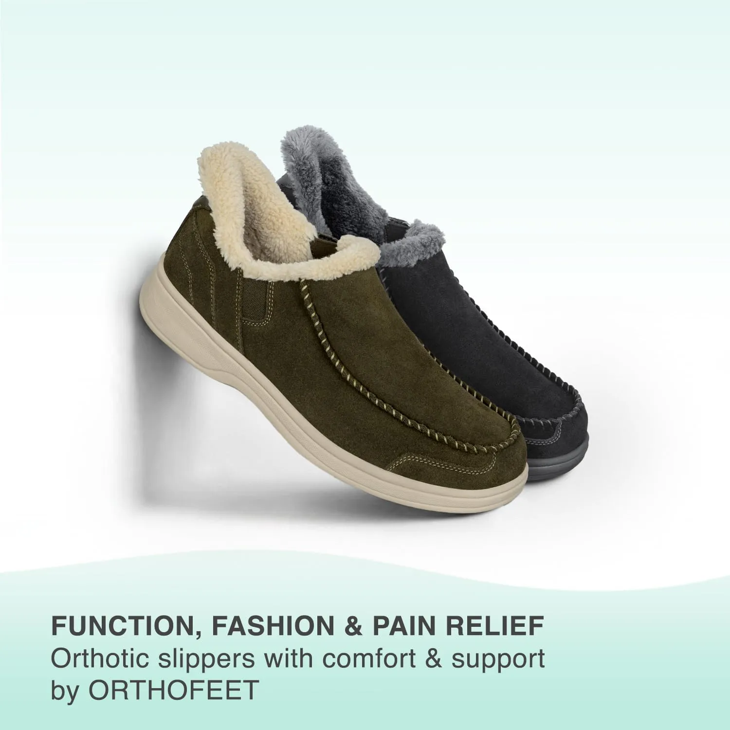 Orthofeet Men's Orthopedic Leather Vito Hands-Free Slipper