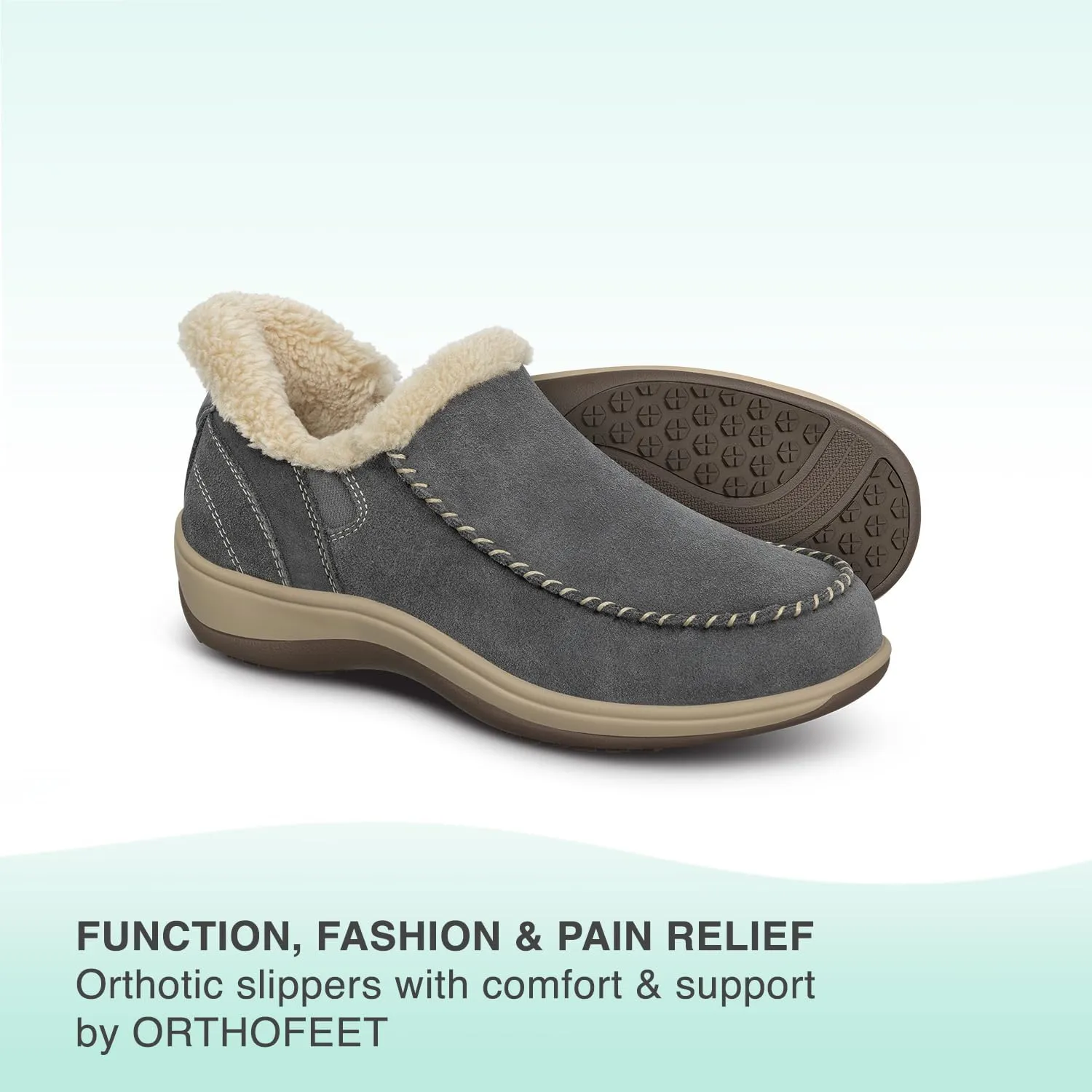Orthofeet Women's Orthopedic Leather Lorin Hands-Free Slipper