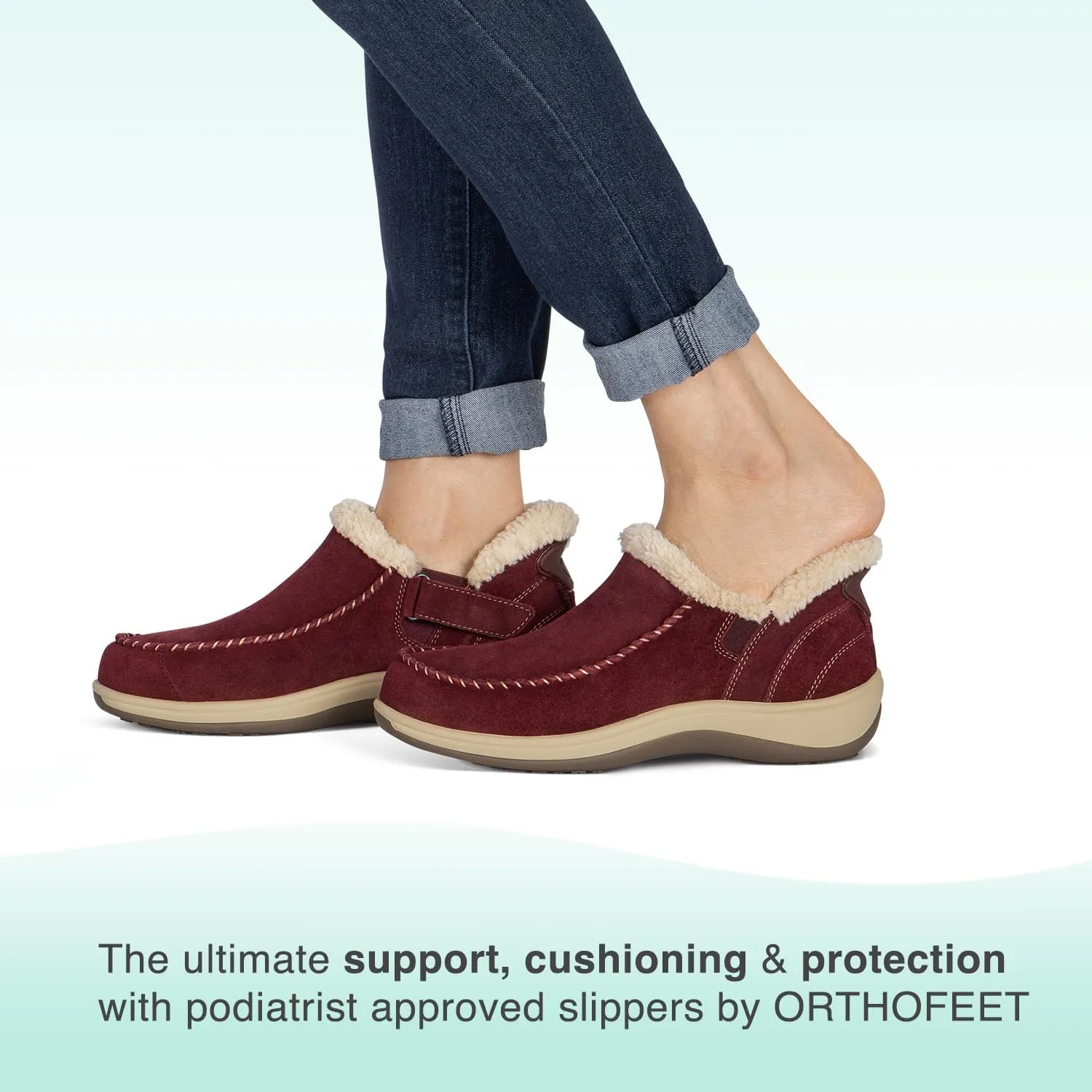 Orthofeet Women's Orthopedic Leather Lorin Hands-Free Slipper