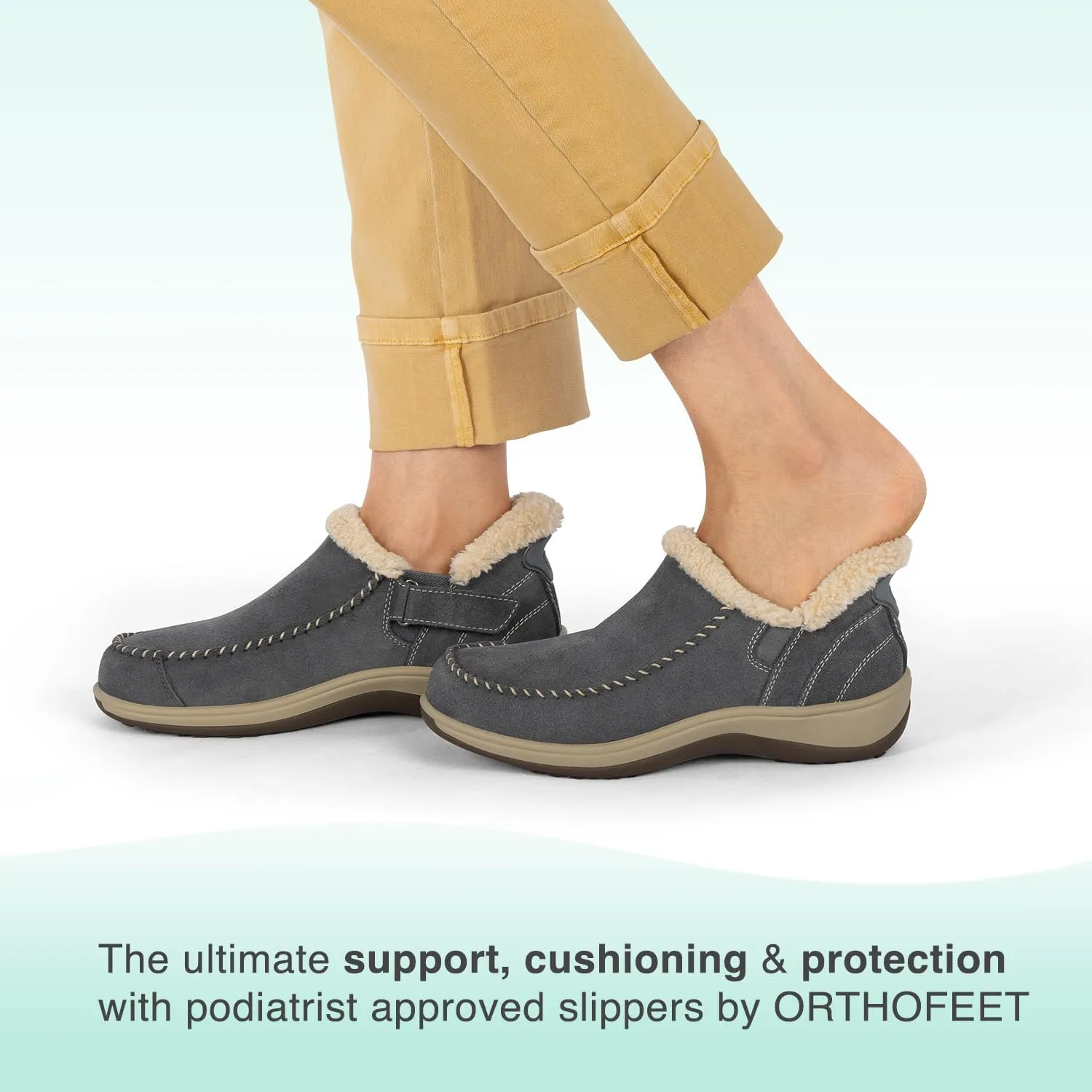 Orthofeet Women's Orthopedic Leather Lorin Hands-Free Slipper
