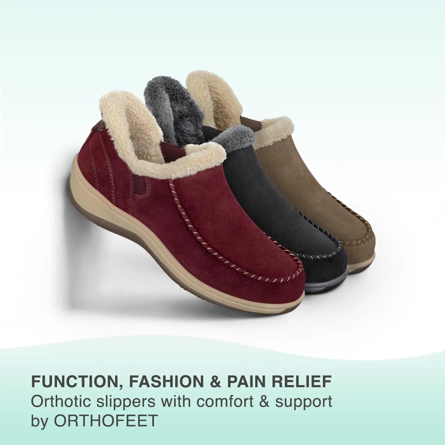 Orthofeet Women's Orthopedic Leather Lorin Hands-Free Slipper