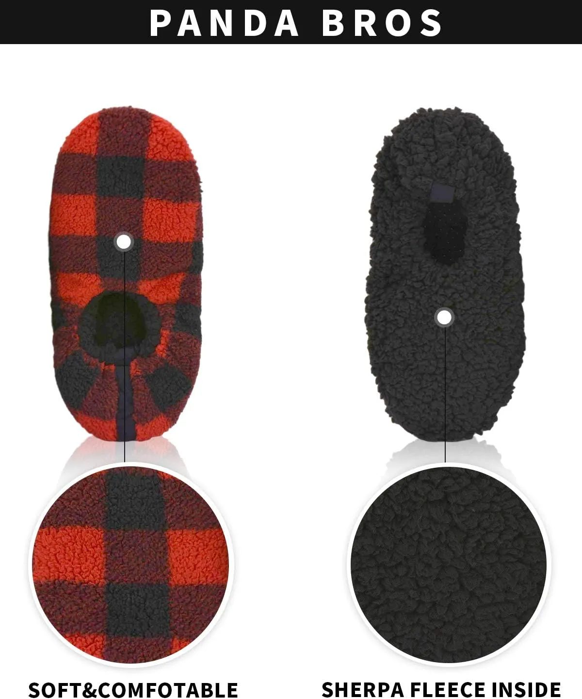 Panda Bros Mens Slipper Socks Low Cut Super Soft Warm Home Sock with Non-Slip Indoor Slipper Shoes Socks