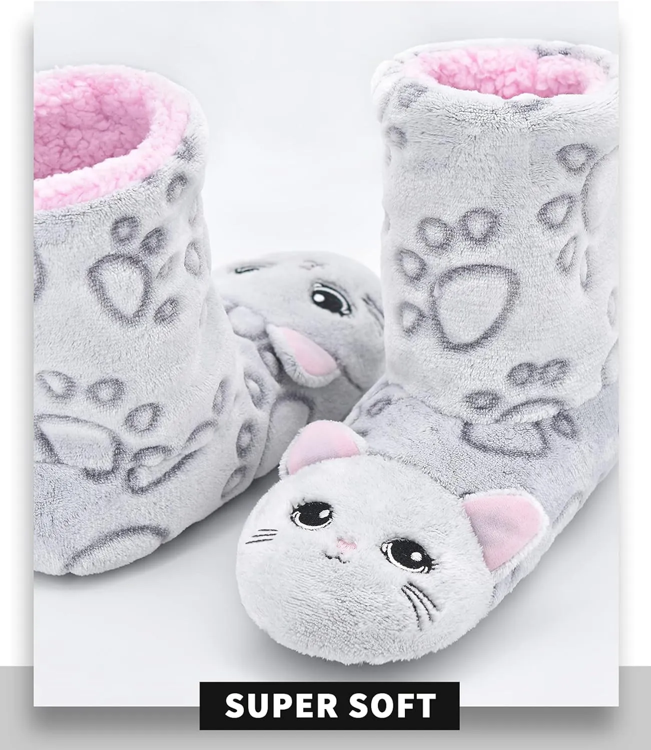 Panda Bros Slipper Socks for Women Cozy Warm Lined Fuzzy Sock Slippers Indoor Booties with Non Slip Grippers