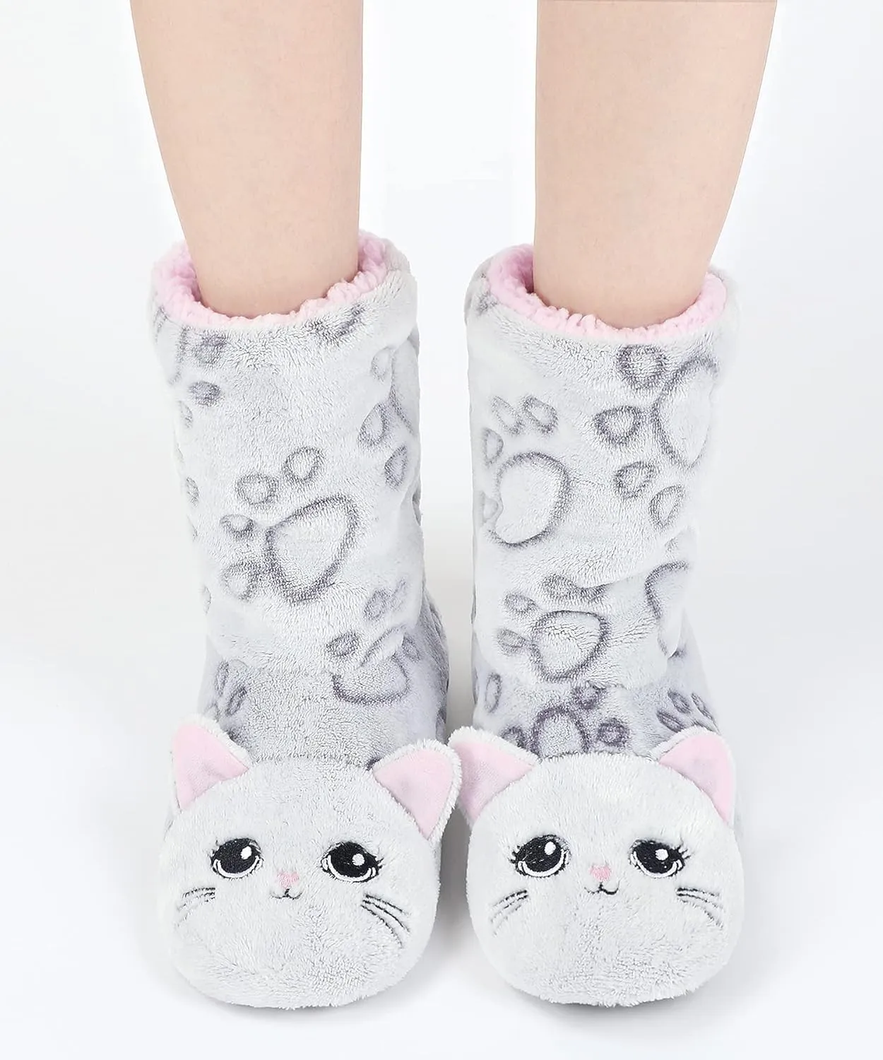 Panda Bros Slipper Socks for Women Cozy Warm Lined Fuzzy Sock Slippers Indoor Booties with Non Slip Grippers