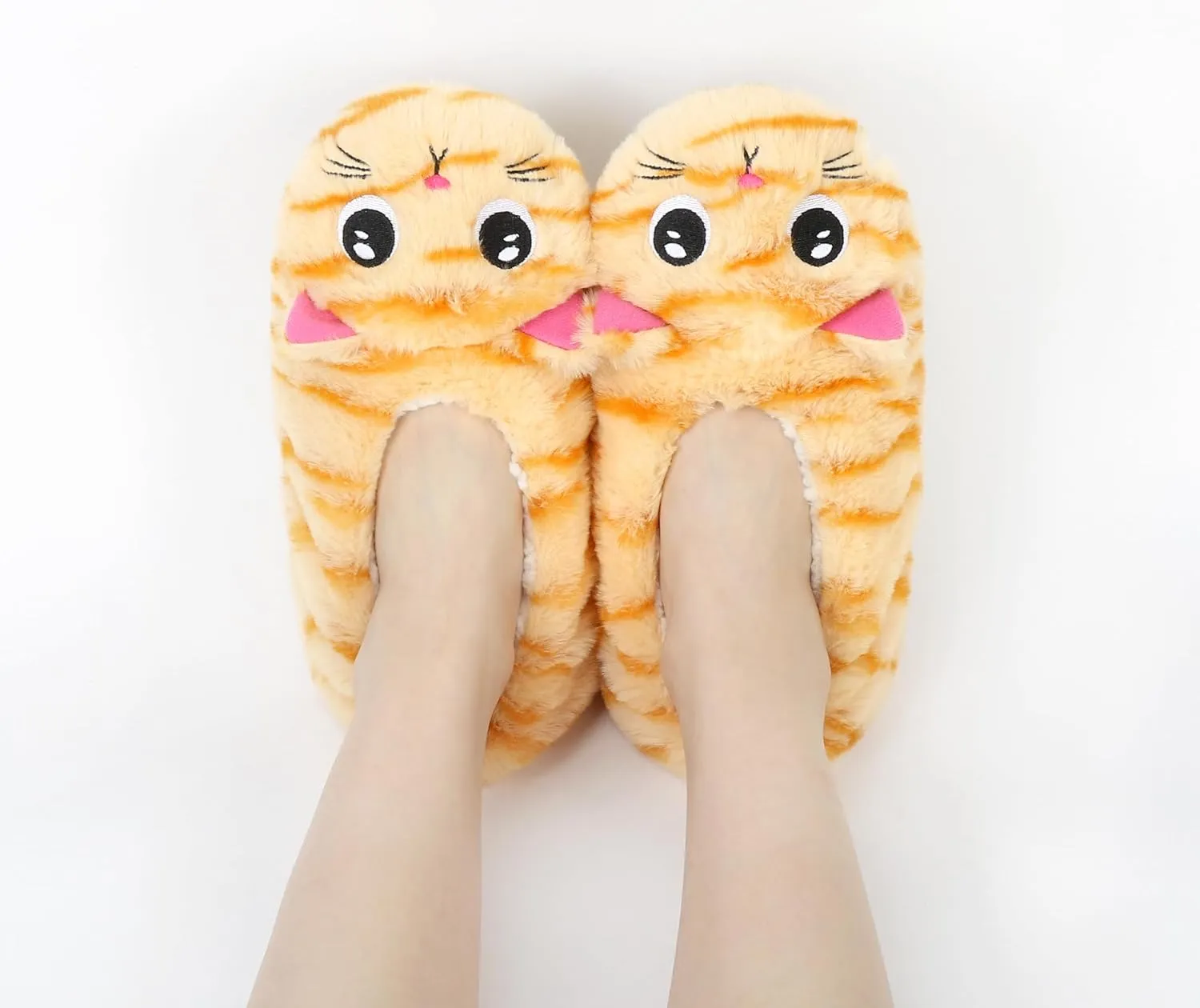 Panda Bros Slipper Socks With Non-Slip Grippers, Cute Fuzzy Warm Cat Animal House Slippers