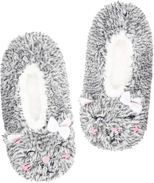 Panda Bros Slipper Socks With Non-Slip Grippers, Cute Fuzzy Warm Cat Animal House Slippers