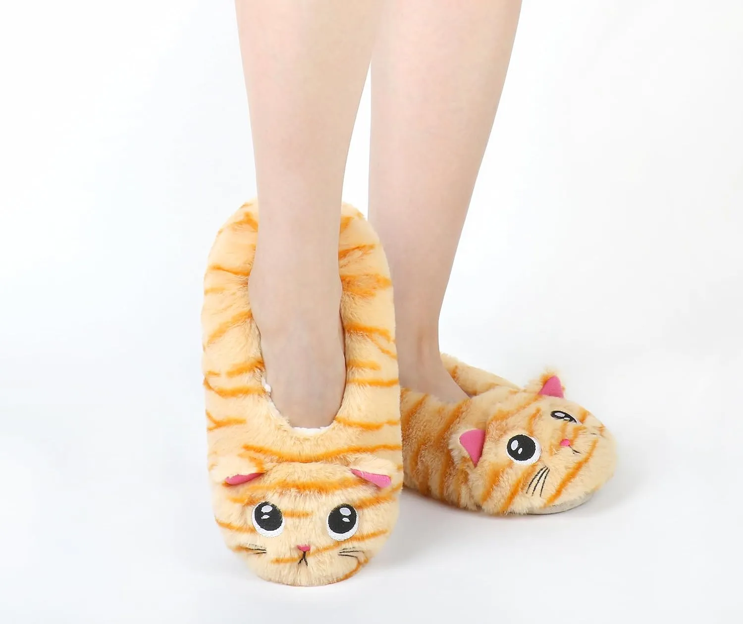 Panda Bros Slipper Socks With Non-Slip Grippers, Cute Fuzzy Warm Cat Animal House Slippers