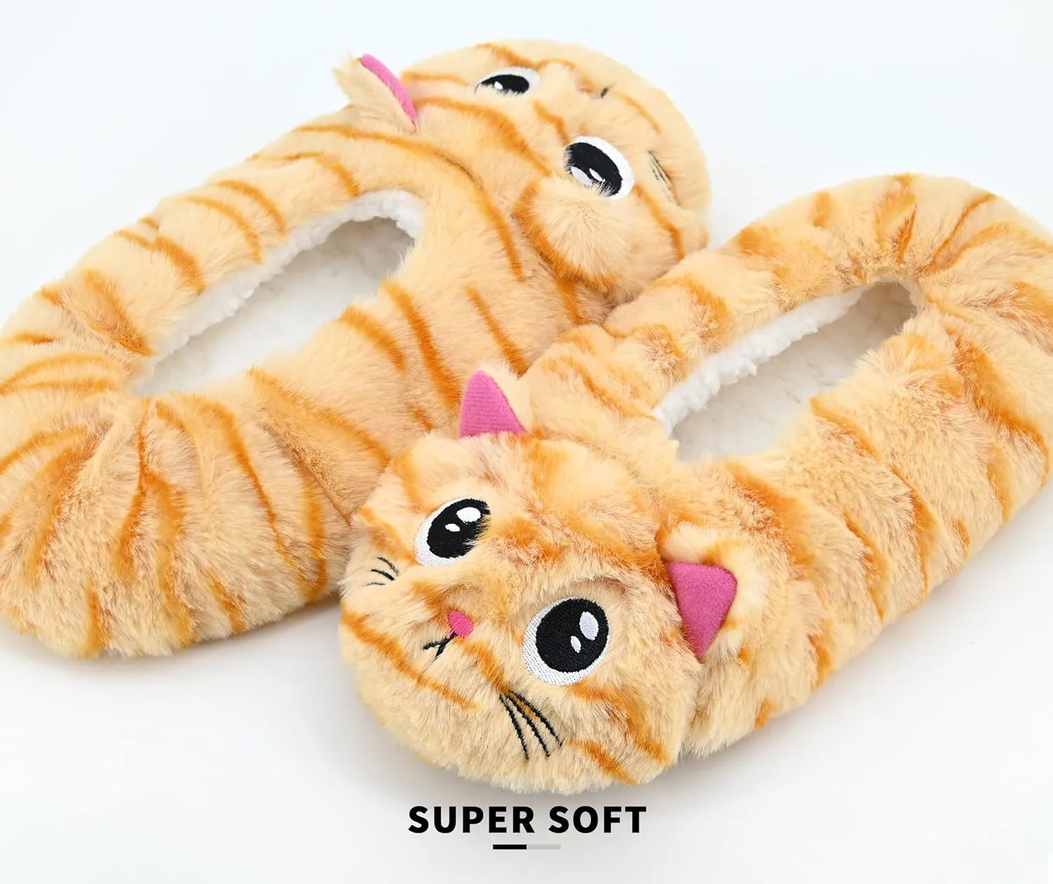 Panda Bros Slipper Socks With Non-Slip Grippers, Cute Fuzzy Warm Cat Animal House Slippers