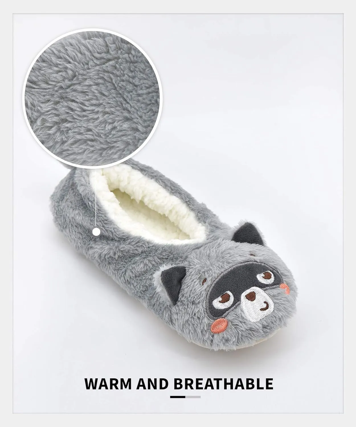 Panda Bros Womens Animal Thick & Warm Slipper Socks With Non Slip Grippers On Bottoms, Character House Shoes, Novelty Slippers for Ladies