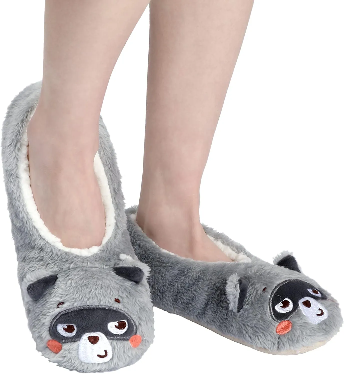 Panda Bros Womens Animal Thick & Warm Slipper Socks With Non Slip Grippers On Bottoms, Character House Shoes, Novelty Slippers for Ladies