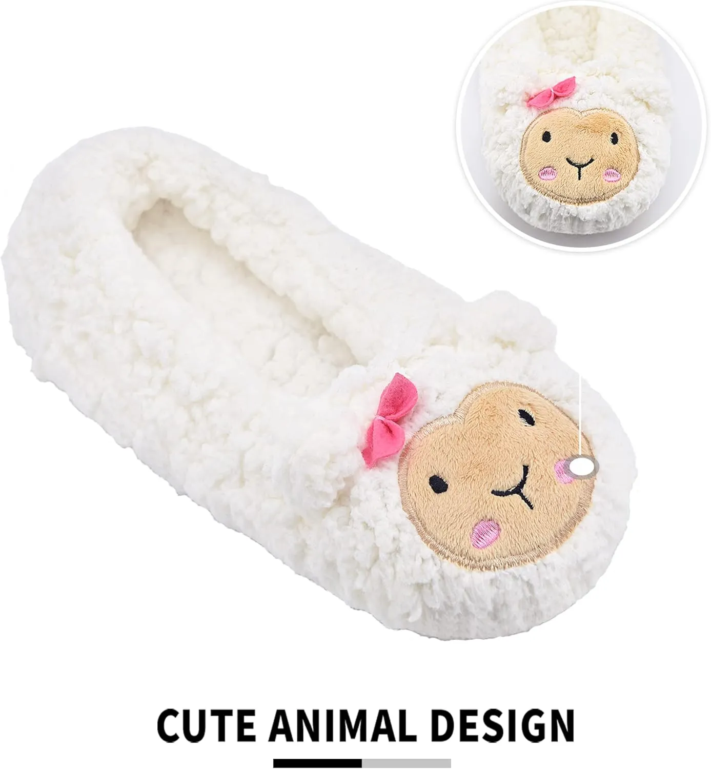 Panda Bros Womens Animal Thick & Warm Slipper Socks With Non Slip Grippers On Bottoms, Character House Shoes, Novelty Slippers for Ladies