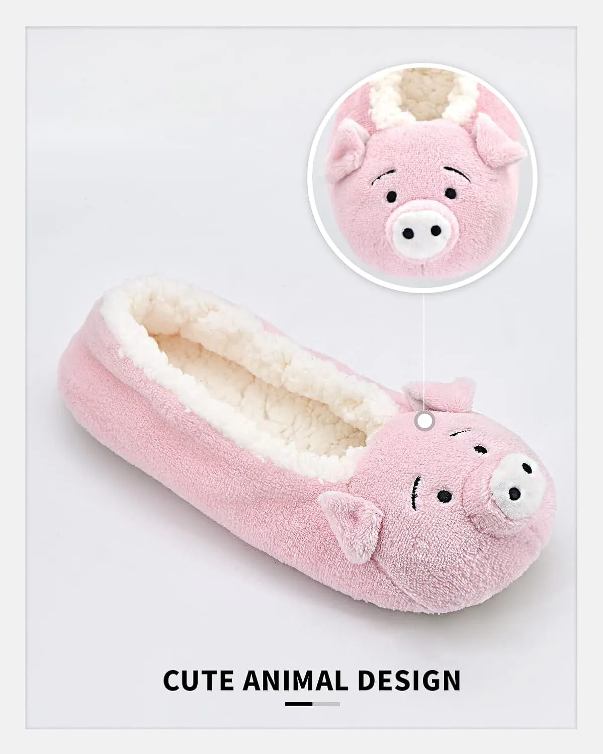 Panda Bros Womens Animal Thick & Warm Slipper Socks With Non Slip Grippers On Bottoms, Character House Shoes, Novelty Slippers for Ladies