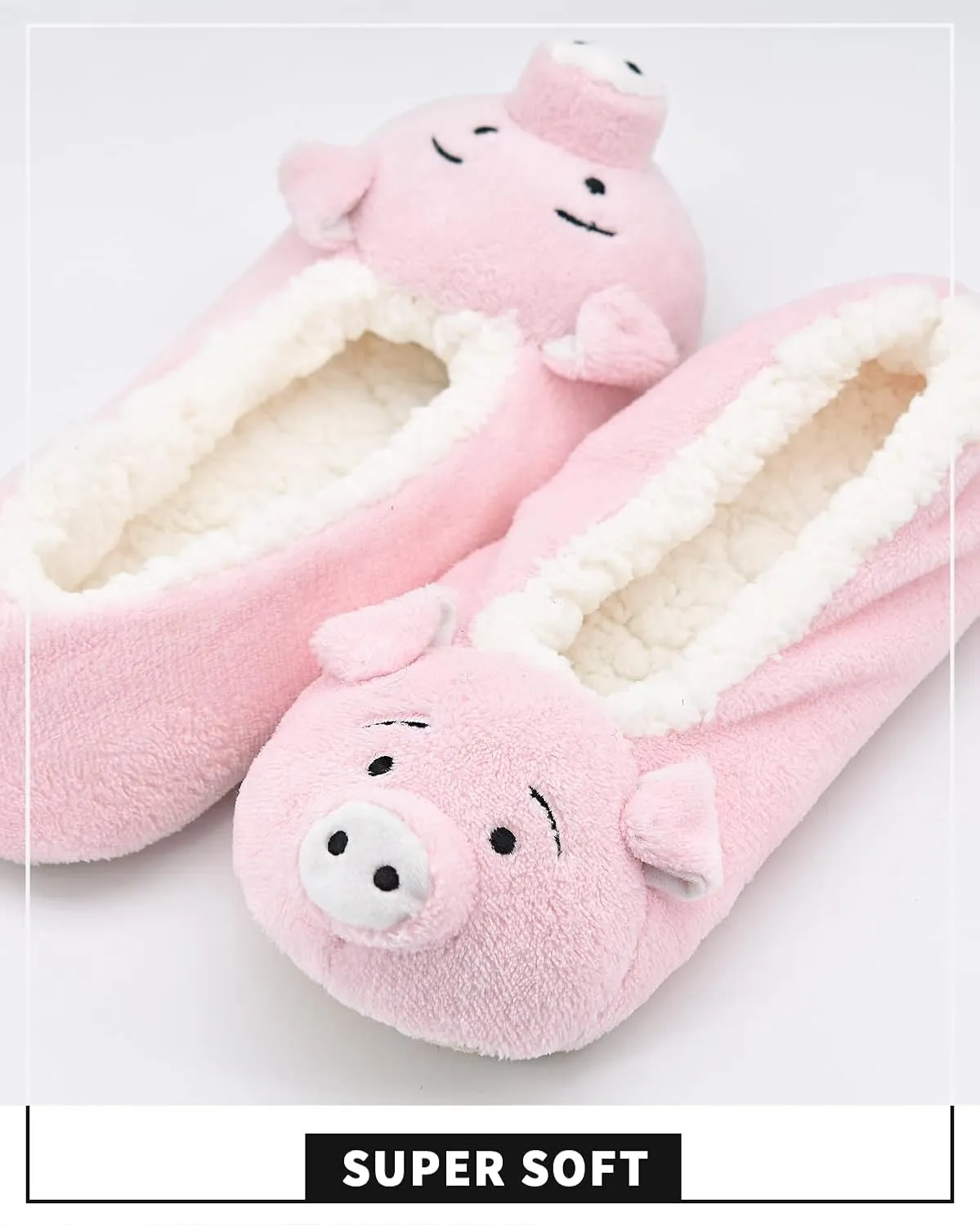 Panda Bros Womens Animal Thick & Warm Slipper Socks With Non Slip Grippers On Bottoms, Character House Shoes, Novelty Slippers for Ladies
