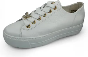 Paul Green Women's Affina Sneaker in White Cristall Leather - Size 8.5 M
