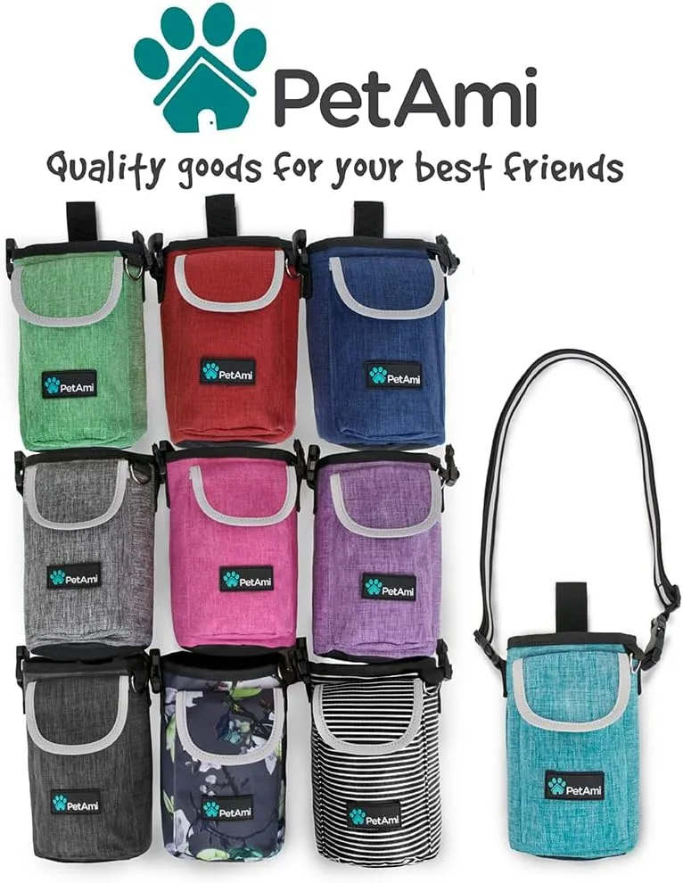 PetAmi Dog Treat Pouch, Large Pet Training Treat Pouch with Pocket, Dog Trainer Essentials Supply Holder with Poop Bag Dispenser, Training Bag for Kibbles Toys, 3 Ways to Wear (Purple)