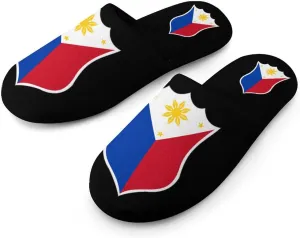 Philippine Flag Crest Flannel Slipper for Women House Warm Shoes Slip On Memory Foam for Indoor Outdoor