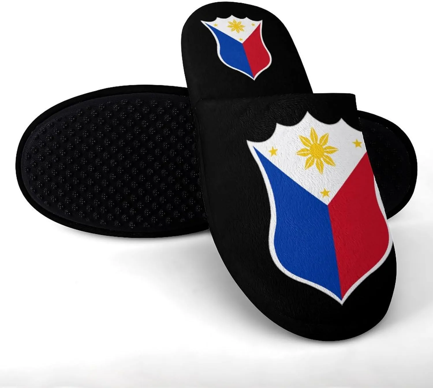 Philippine Flag Crest Flannel Slipper for Women House Warm Shoes Slip On Memory Foam for Indoor Outdoor